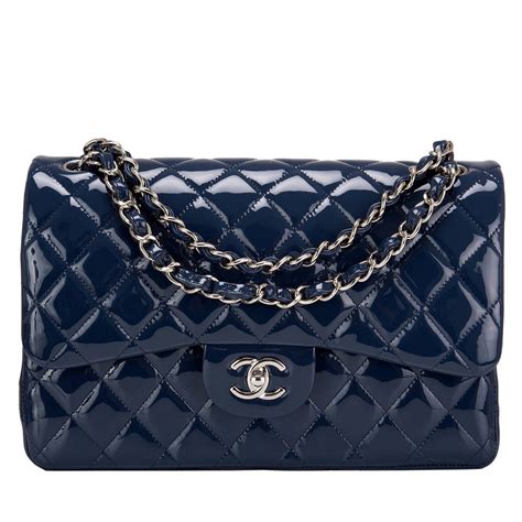 chanel navy blue shoulder bag|chanel blue flap bag.